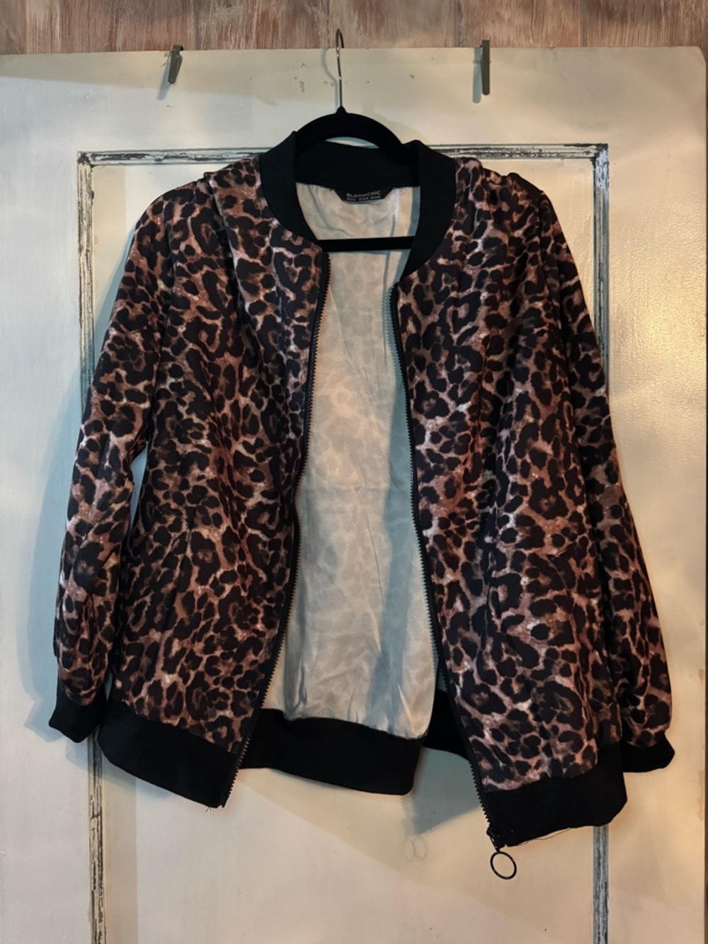 BloomChic Leopard Print Bomber Jacket - Black & Brown